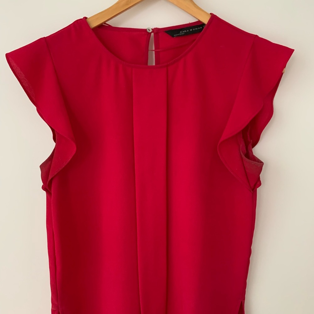 Hot pink Ruffle sleeve top